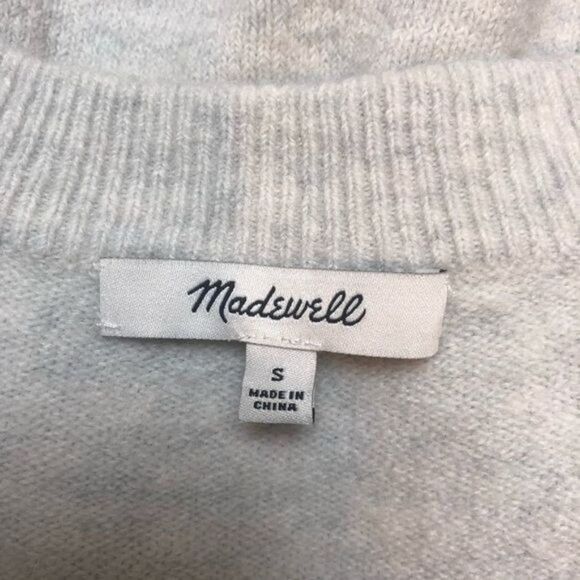 NEW Madewell Bartlett V Neck Pullover Wool Sweater in Heather Smoke Small - Picture 8 of 10